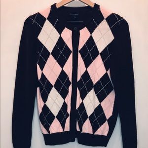 Tommy Hilfiger Brown and Pink Argyle Cardigan